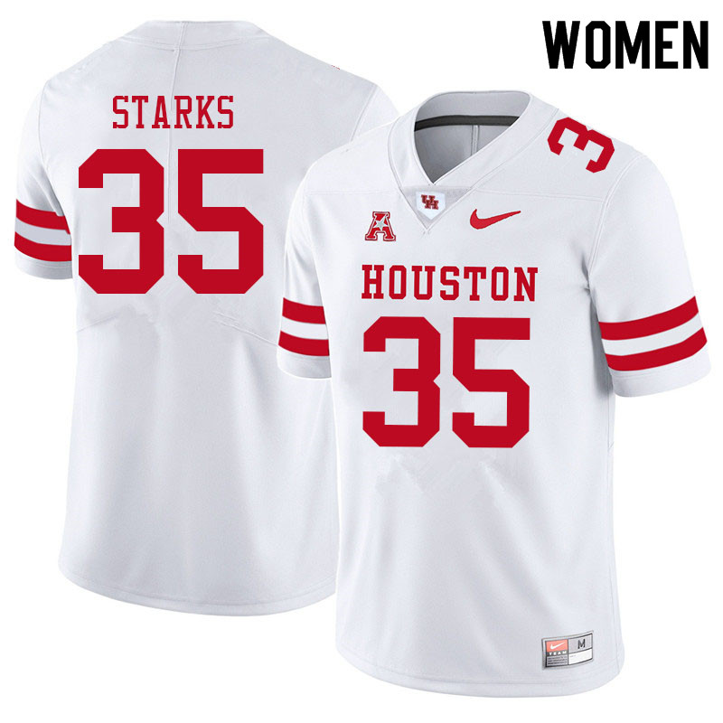 Women #35 Jamel Starks Houston Cougars College Football Jerseys Sale-White